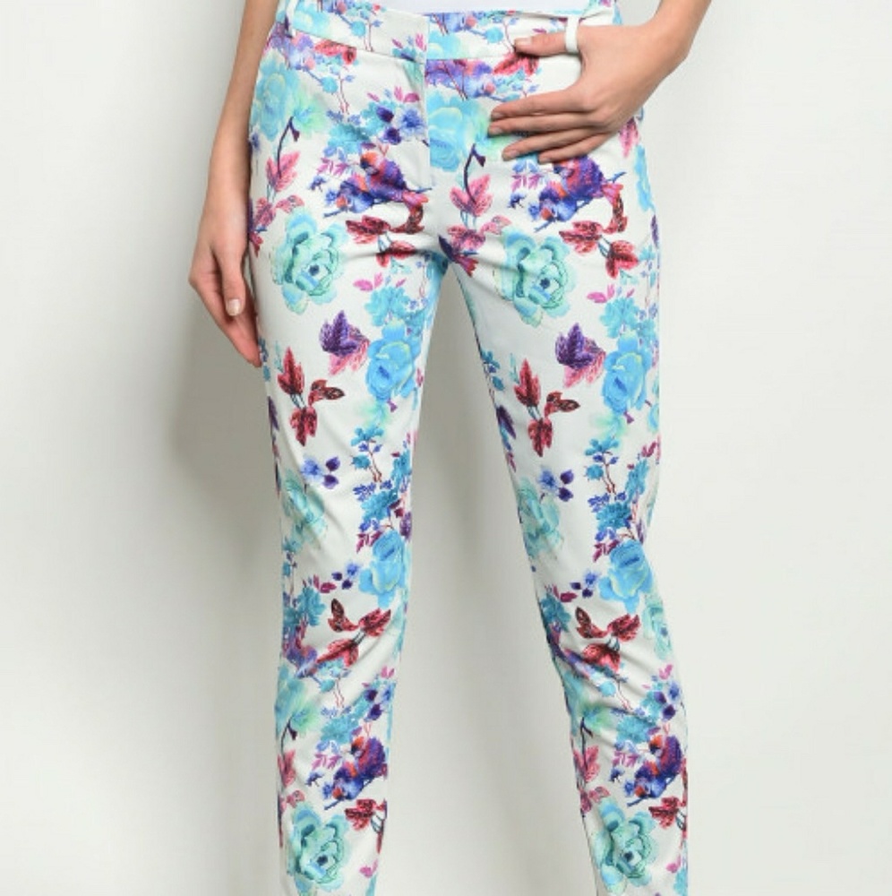 Ovi Off White Floral Print Pants - Picture 2 of 4